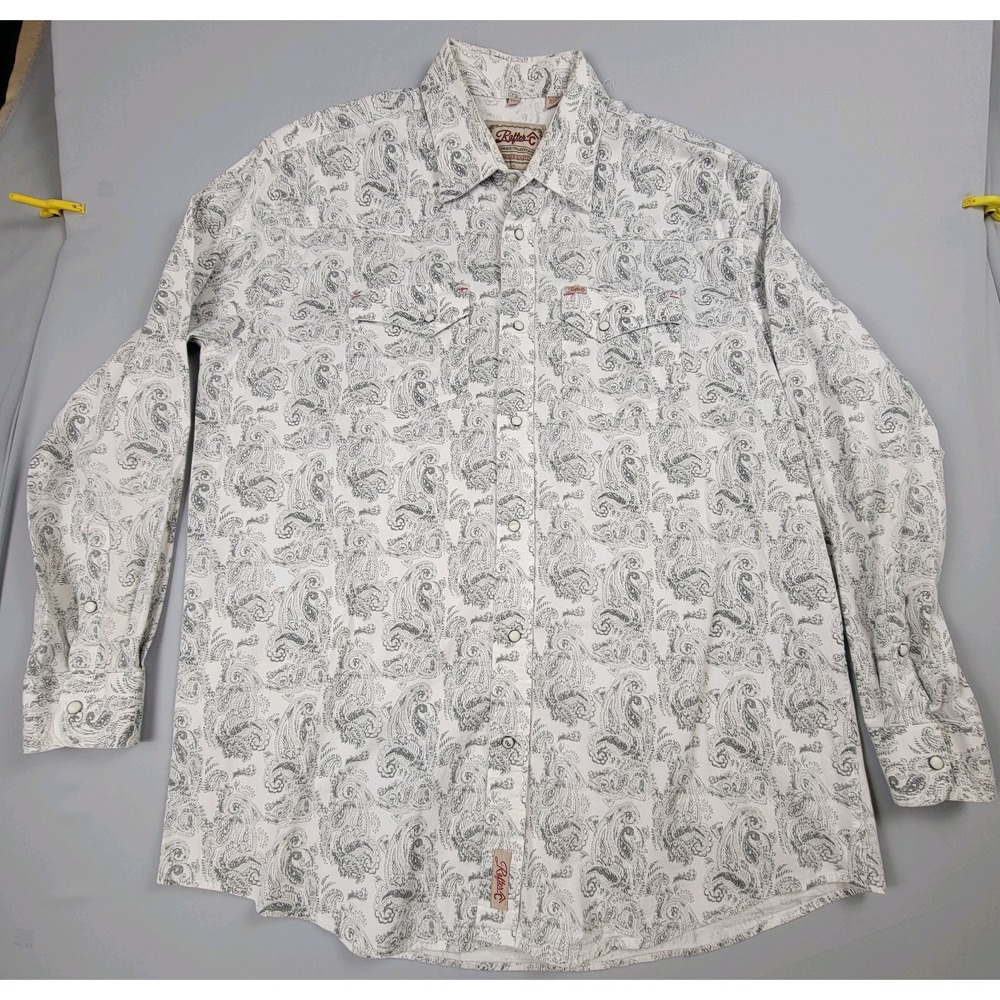 Rafter C Cowboy Collection Pro Flex 45 Pearl Snap Long Sleeve Paisley 2XLT Shirt - Picture 2 of 10